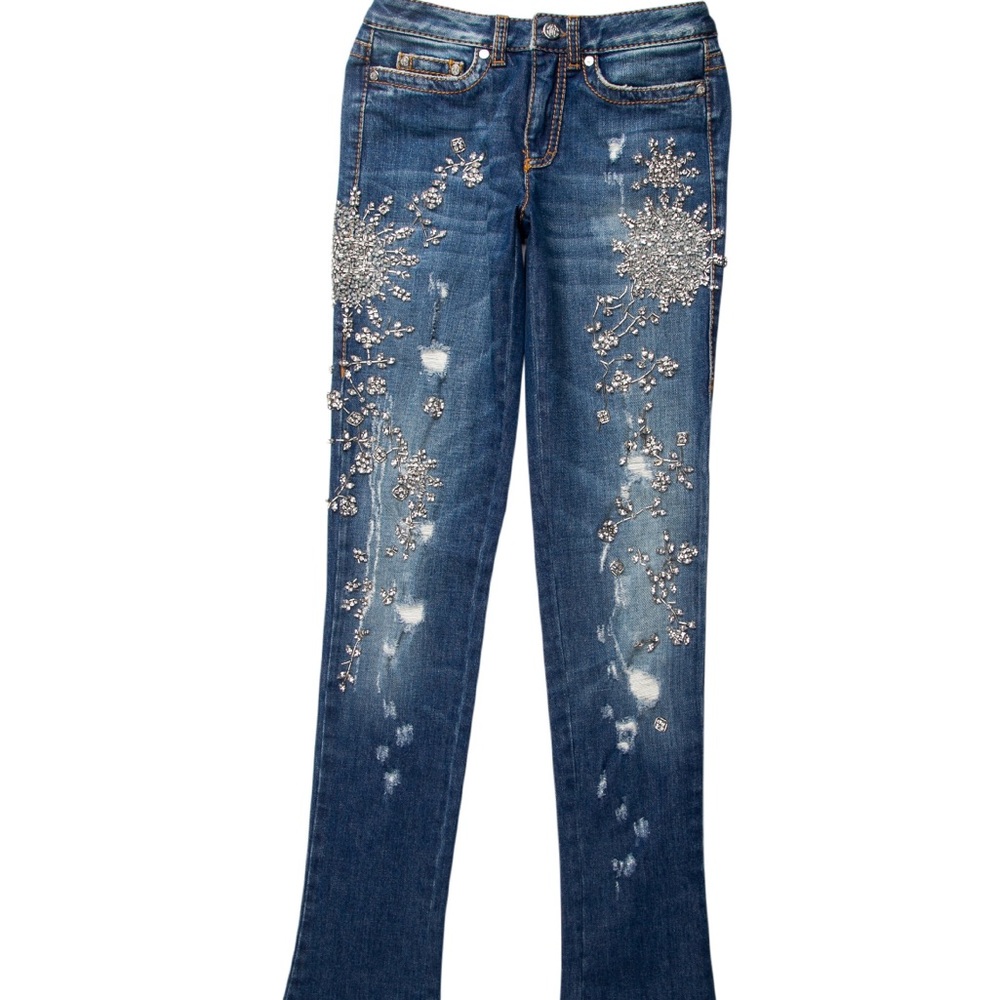 Roberto Cavalli jewels dazzled  Straight Leg Jeans
Size: XS | US2
